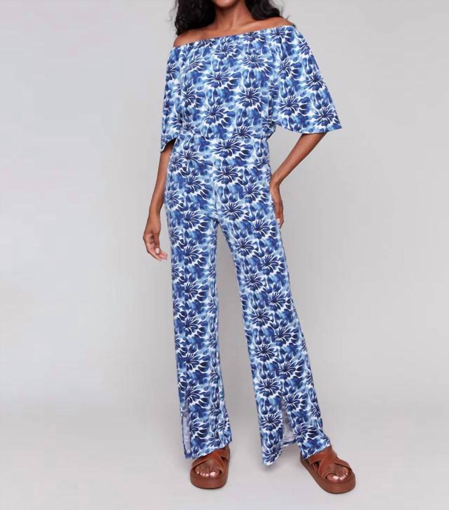 Charlie B - Lily Print Off Shoulder Knit Top