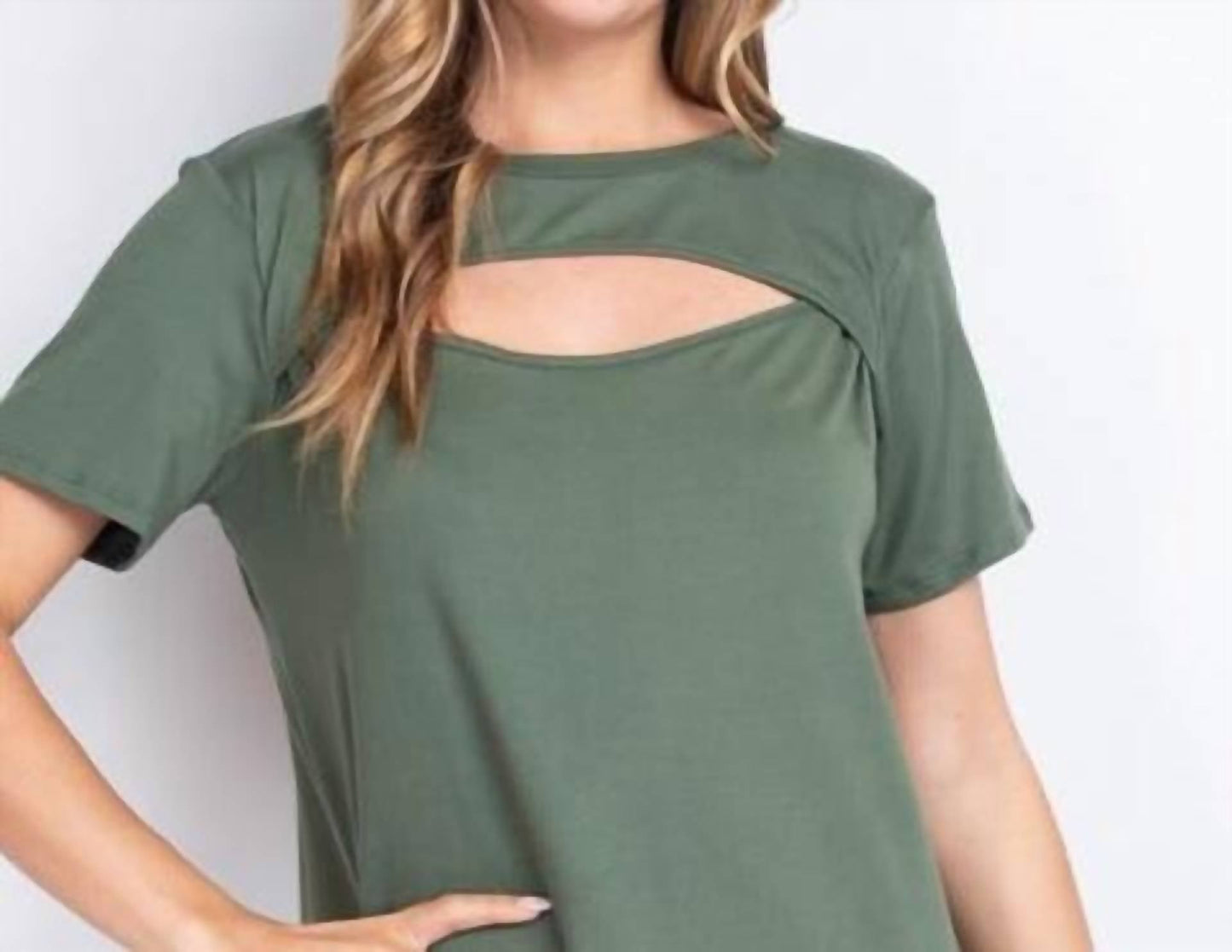 Wholesale Fashion Square - Cutout Neck Short Sleeve Tee