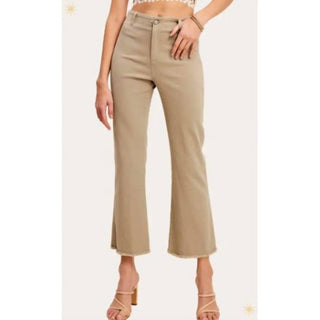 La Miel - Soft Washed High Waist Tan Flare Jeans