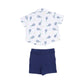 Angel Dear - Tennis Button Down Polo Muslin With French Terry Short