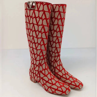 Valentino Garavani - Women's Toile Iconographe Vlogo Knee Hi Boots
