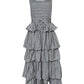 &Merci - Multi Stripe Smocked Bodice Layered Midi Dress