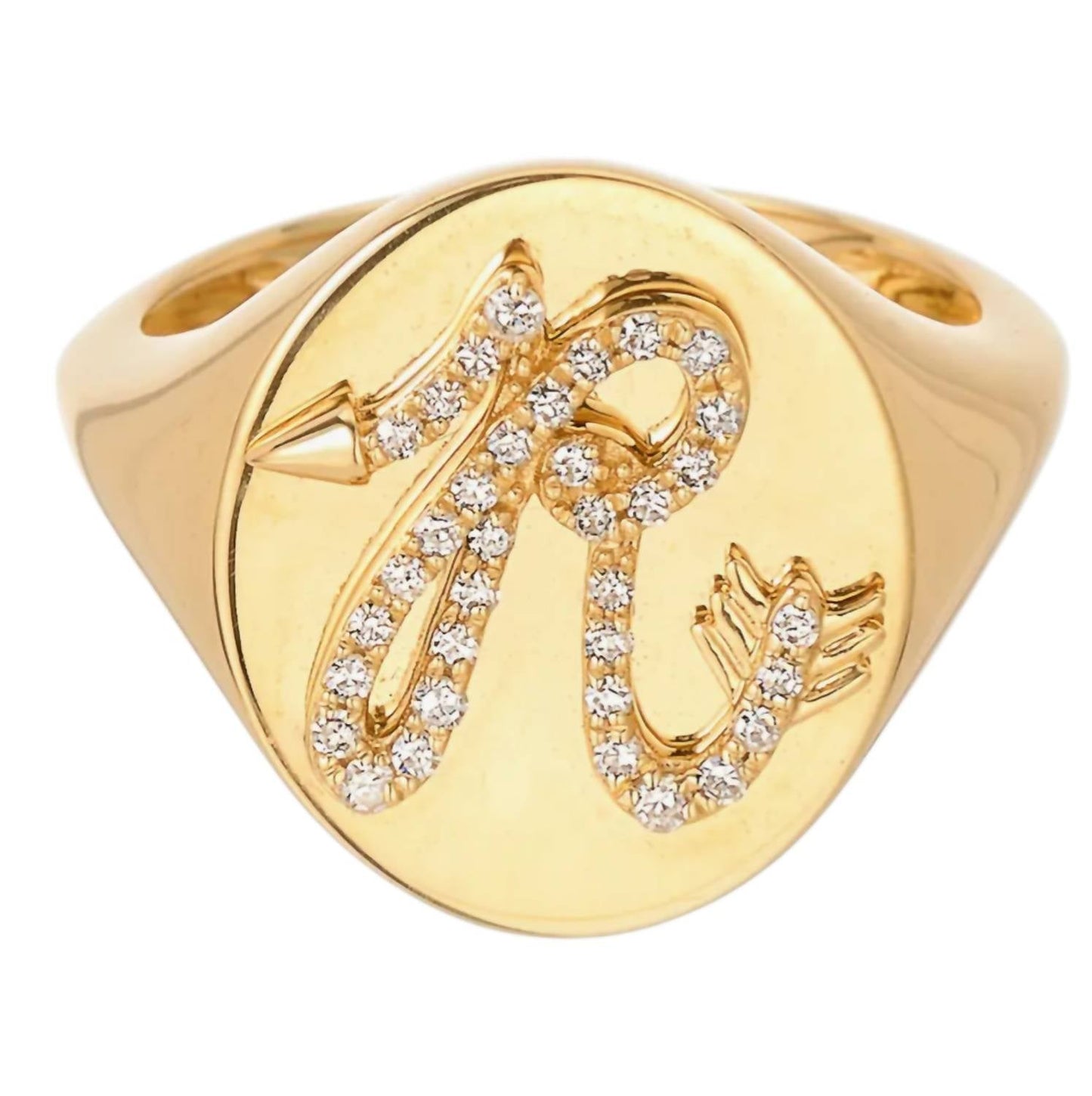 Adina Reyter - Women's Diamond Arrow Initial Signet Ring - R