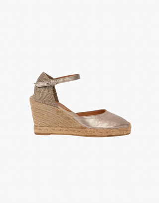 Penelope Chilvers - Women's High Mary Jane Metallic Leather Espadrilles