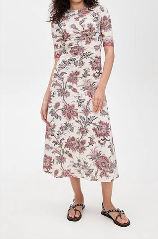 Sea - Cassandra Print Ruched Short Sleeve Dress