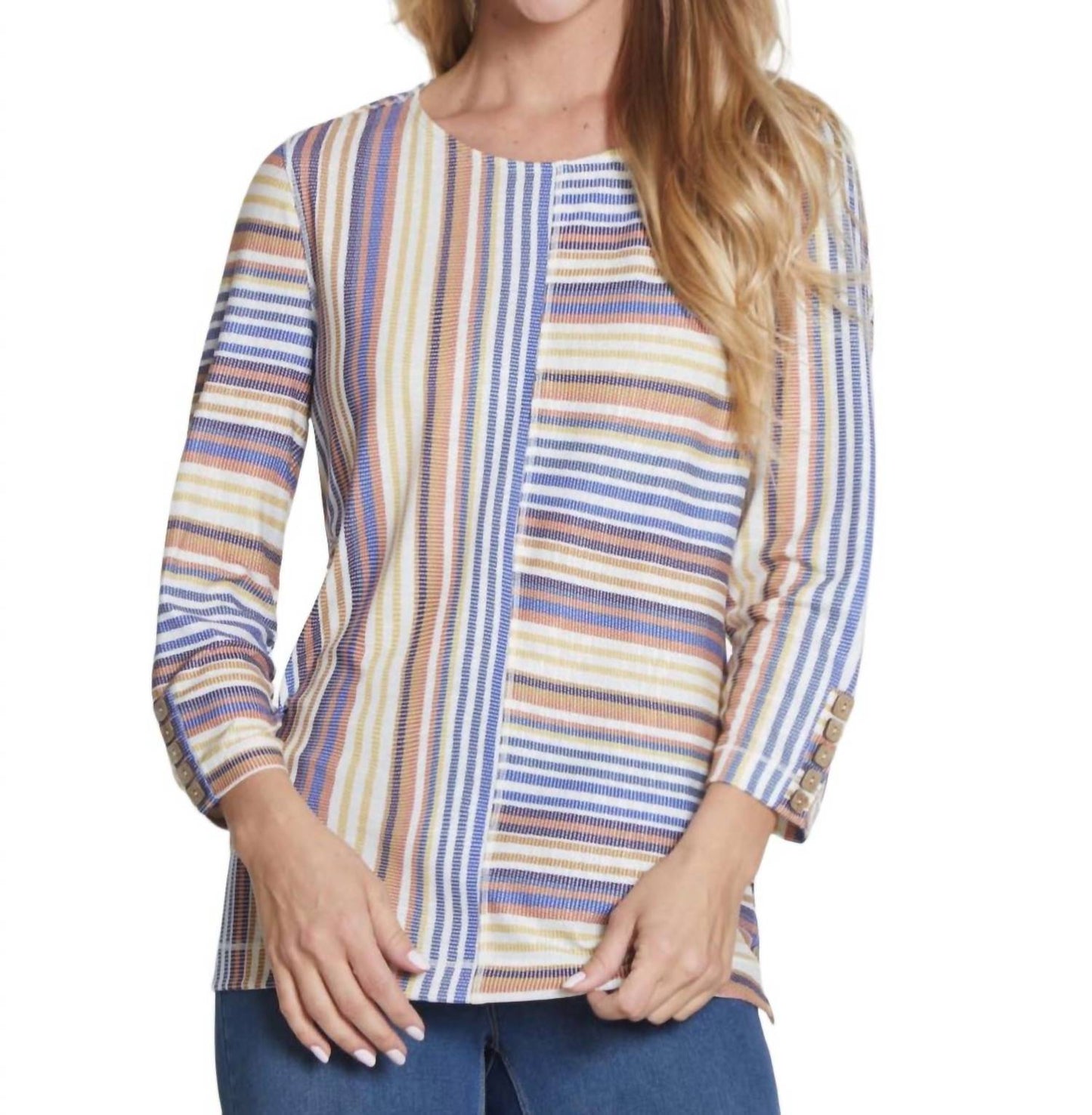 Multiples - Stripe Panel Knit Top