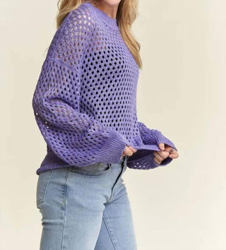 Trendsi - Adora Round Neck Lurex Crochet Top