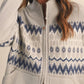 &Merci - Cozy Fair Isle Zip-Up Cardigan