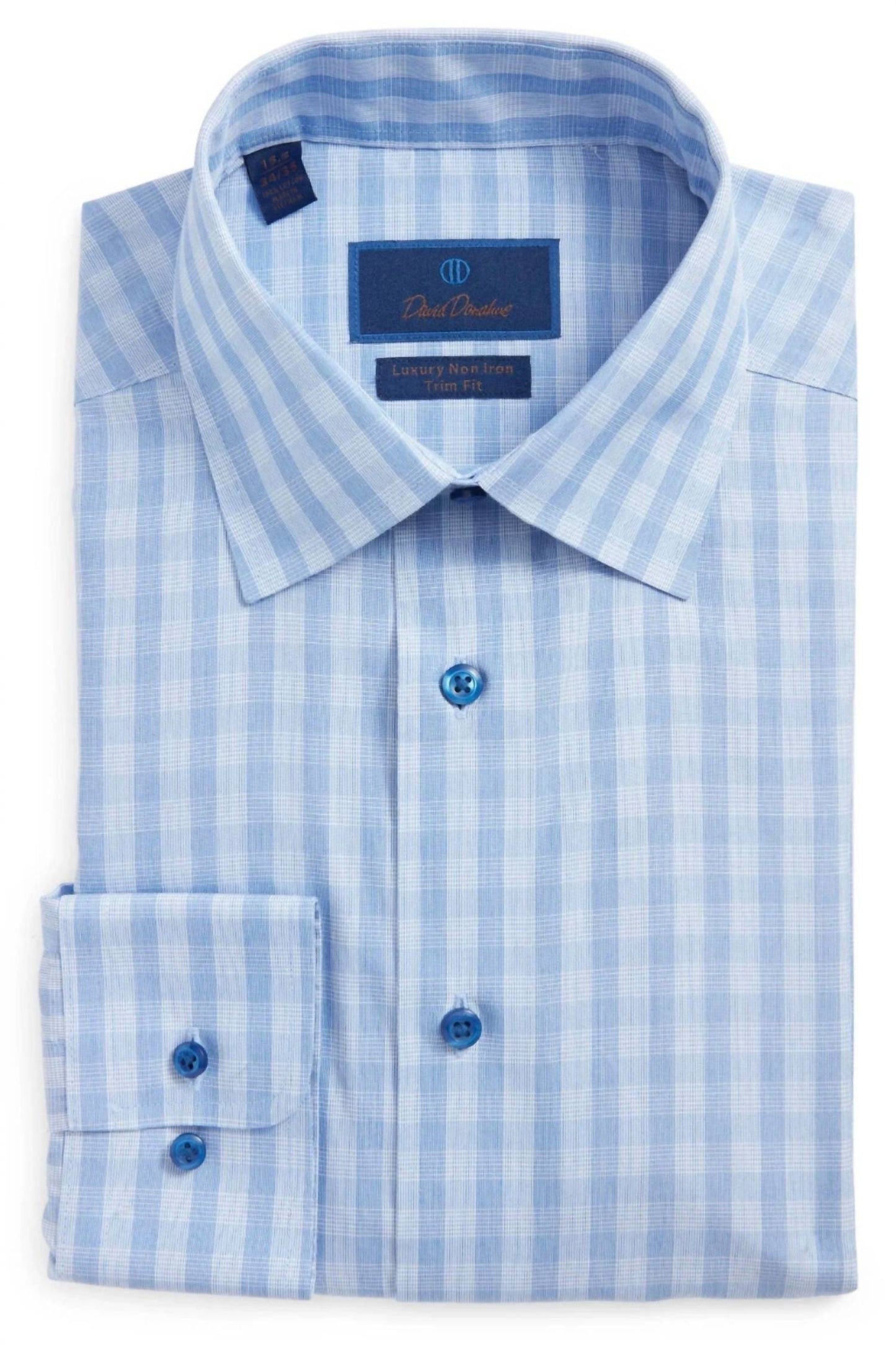 David Donahue - Non-iron Trim Fit Plaid Dress Shirt