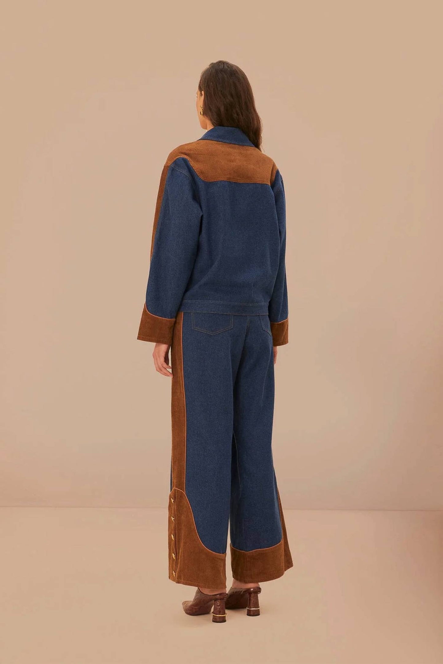 Farm Rio - Western denim wide low waisted pants