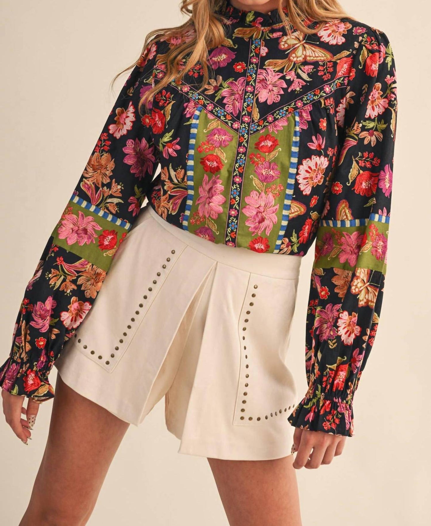 &Merci - Floral Border Print Top