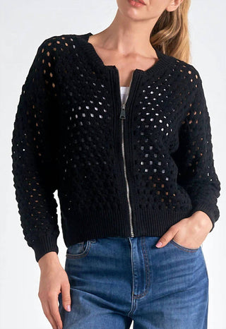 Elan - ELAN Sweater Zip Up Cardigan