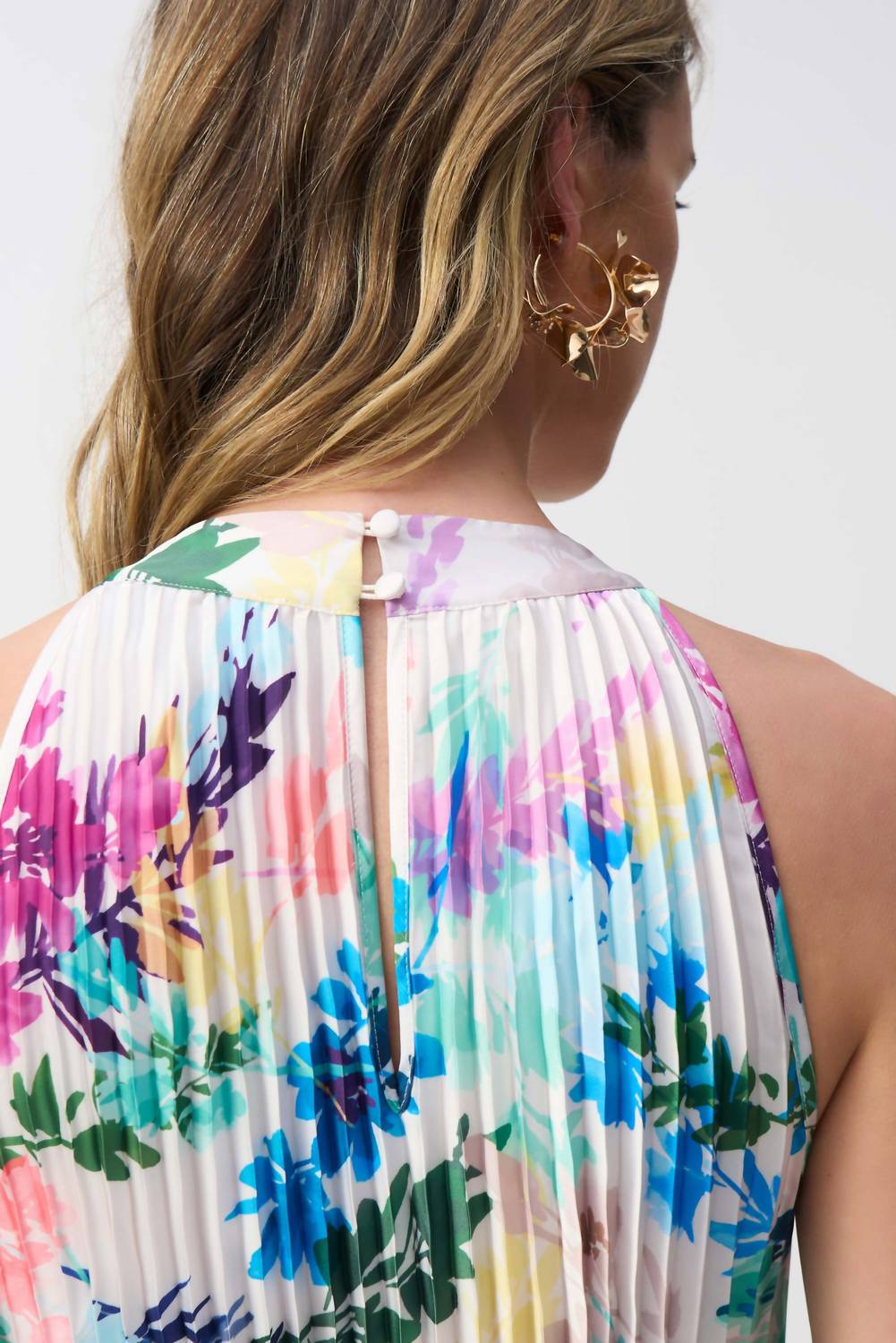 Joseph Ribkoff - Floral Pleated Satin Maxi Dress