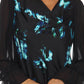 Joseph Ribkoff - Abstract Cowl Neck Chiffon Sleeve Top