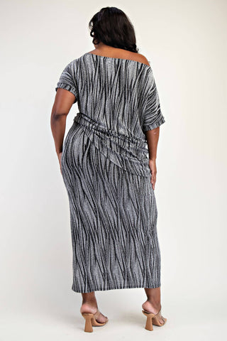 The Curve La - Plus Size Lurex Knit Short Sleeve Top And Skirt Set