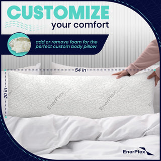 Adjustable Memory Foam Body Pillow- 54 x 20 Inches