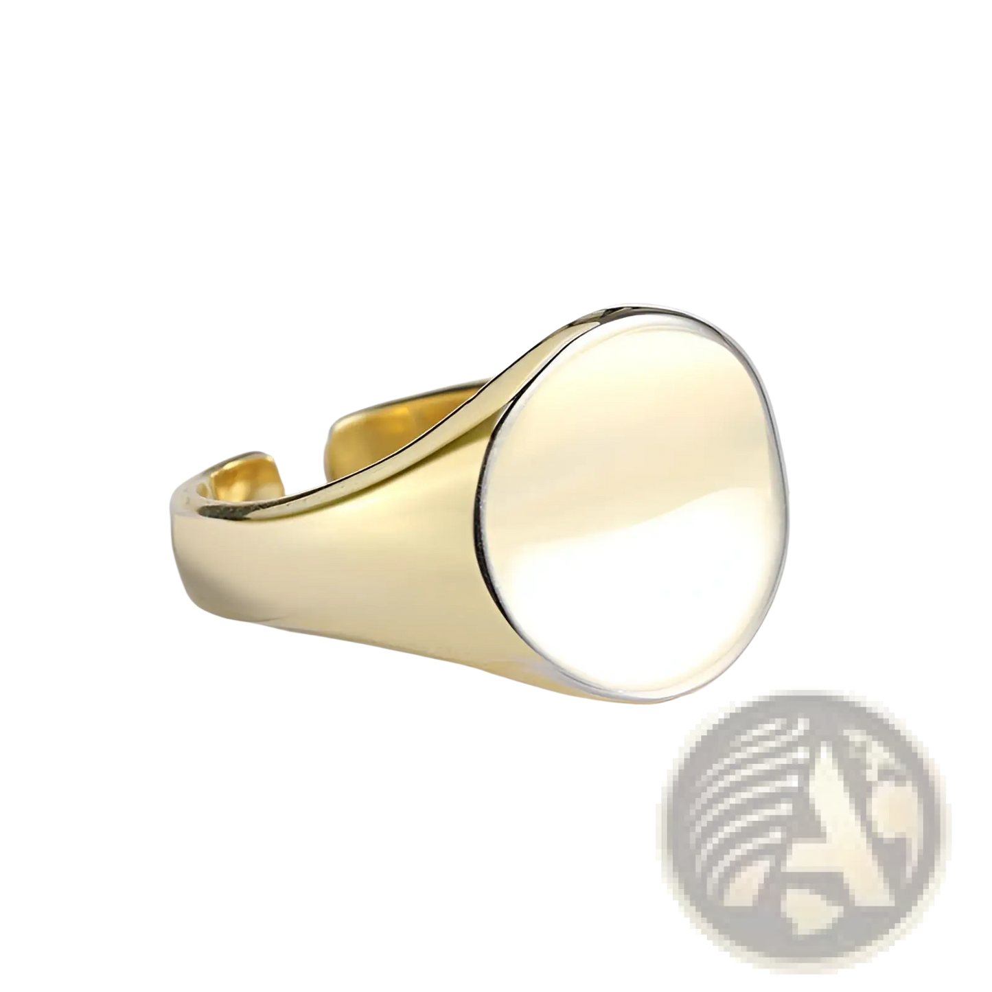 Adjustable Oval Minimalist Signet Ring in Polished Metal