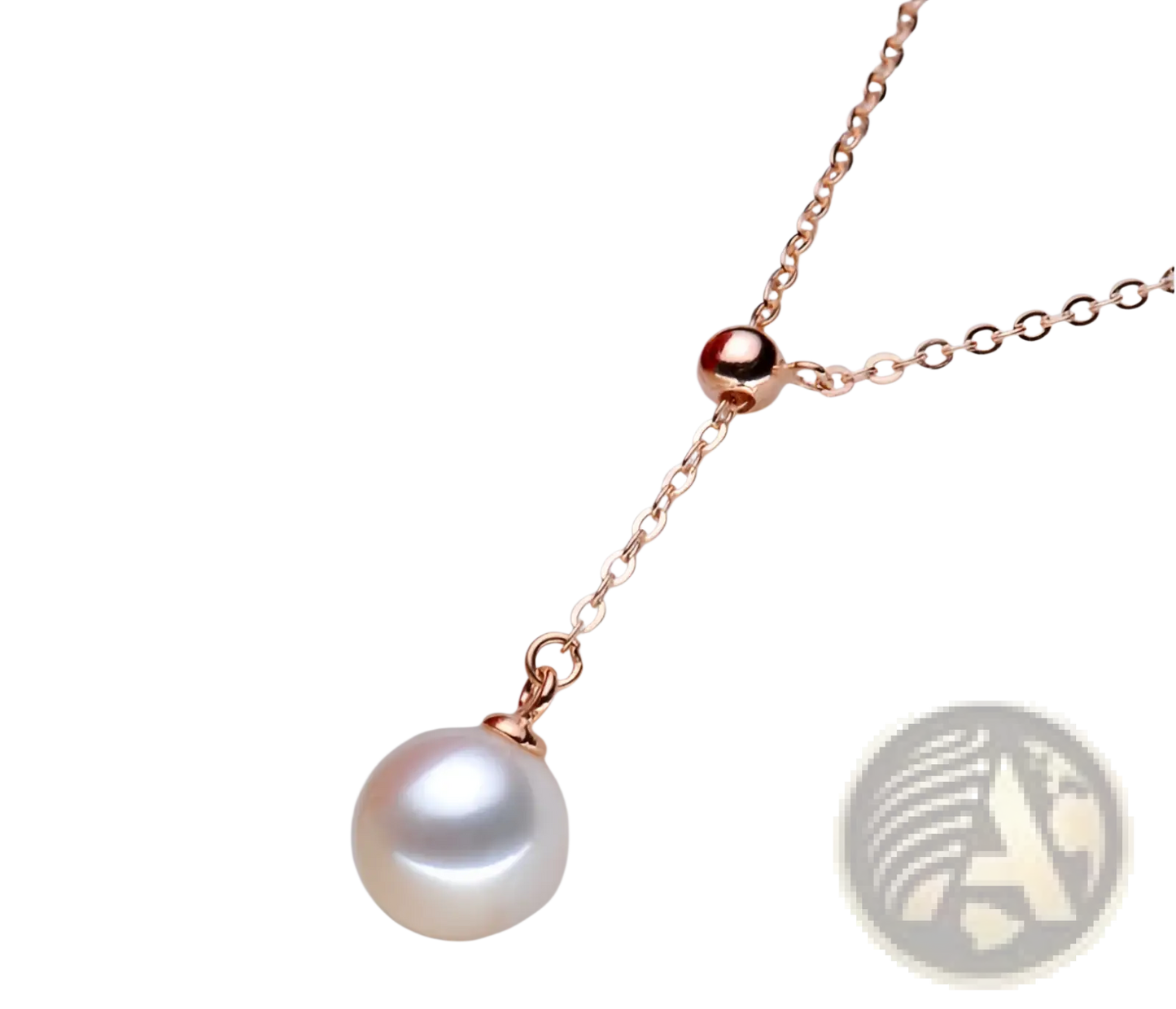 Adjustable Pearl Lariat Necklace in Rose Gold and Silver