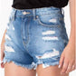 Kancan - Pastel Thread Distressed Denim Shorts