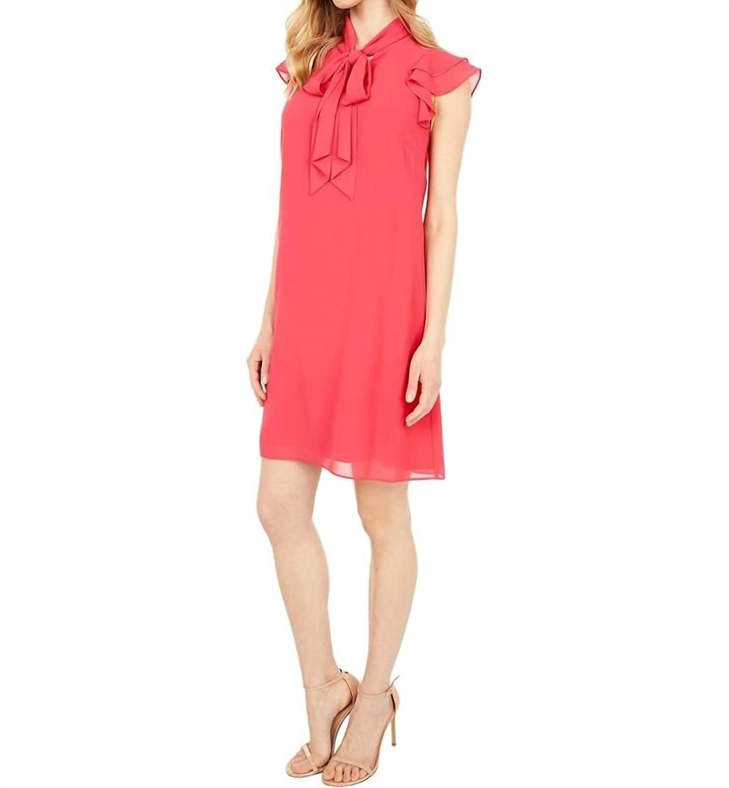 Vince Camuto - Ruffle Tie Neck Chiffon Mini Dress