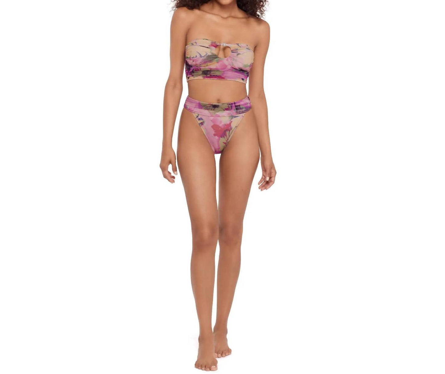 Steve Madden - Keyhole Tube Bikini Top With Pearl