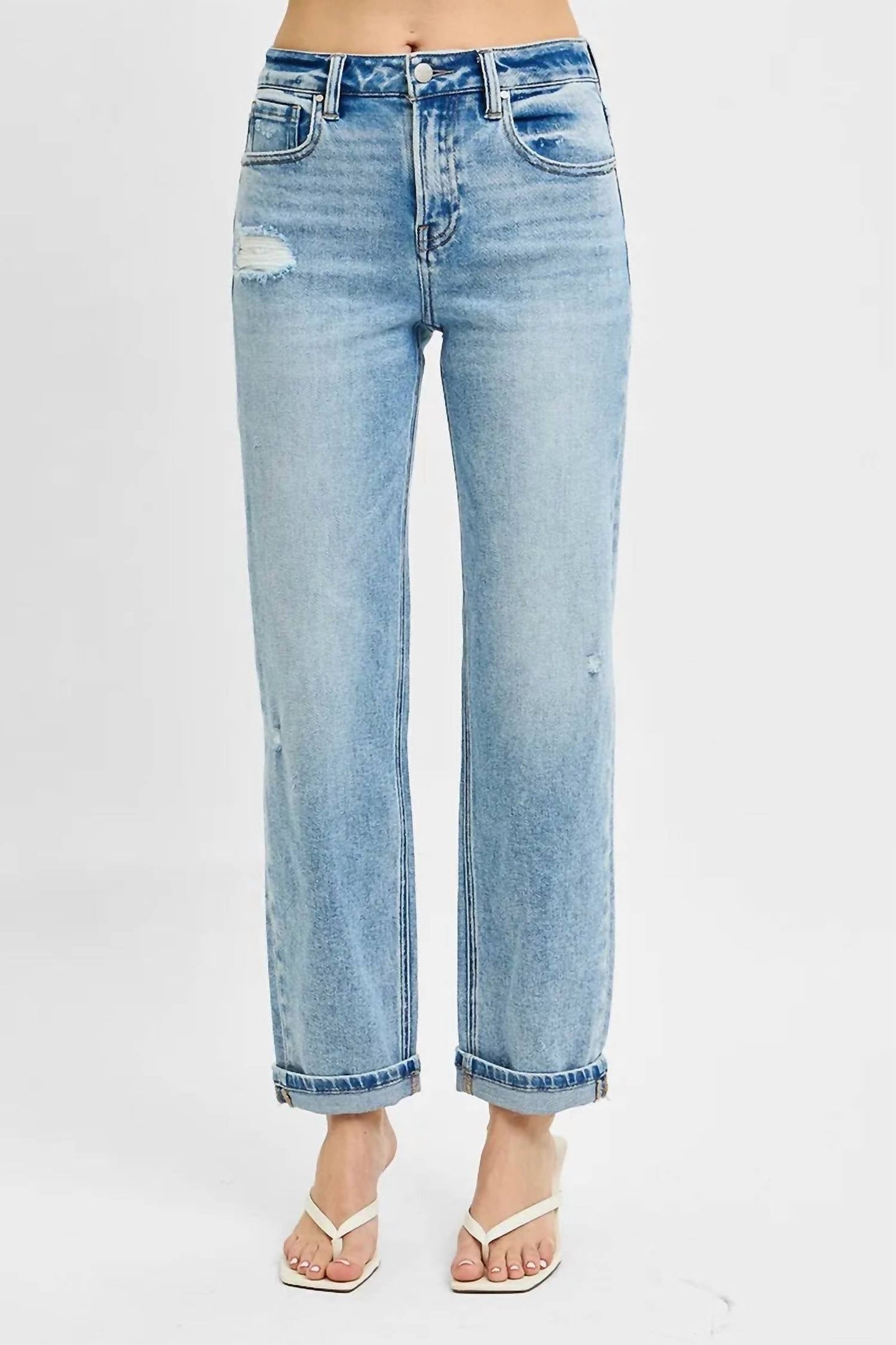 Risen - Full Size High Rise Ankle Boyfriend Distressed Jeans Plus Size