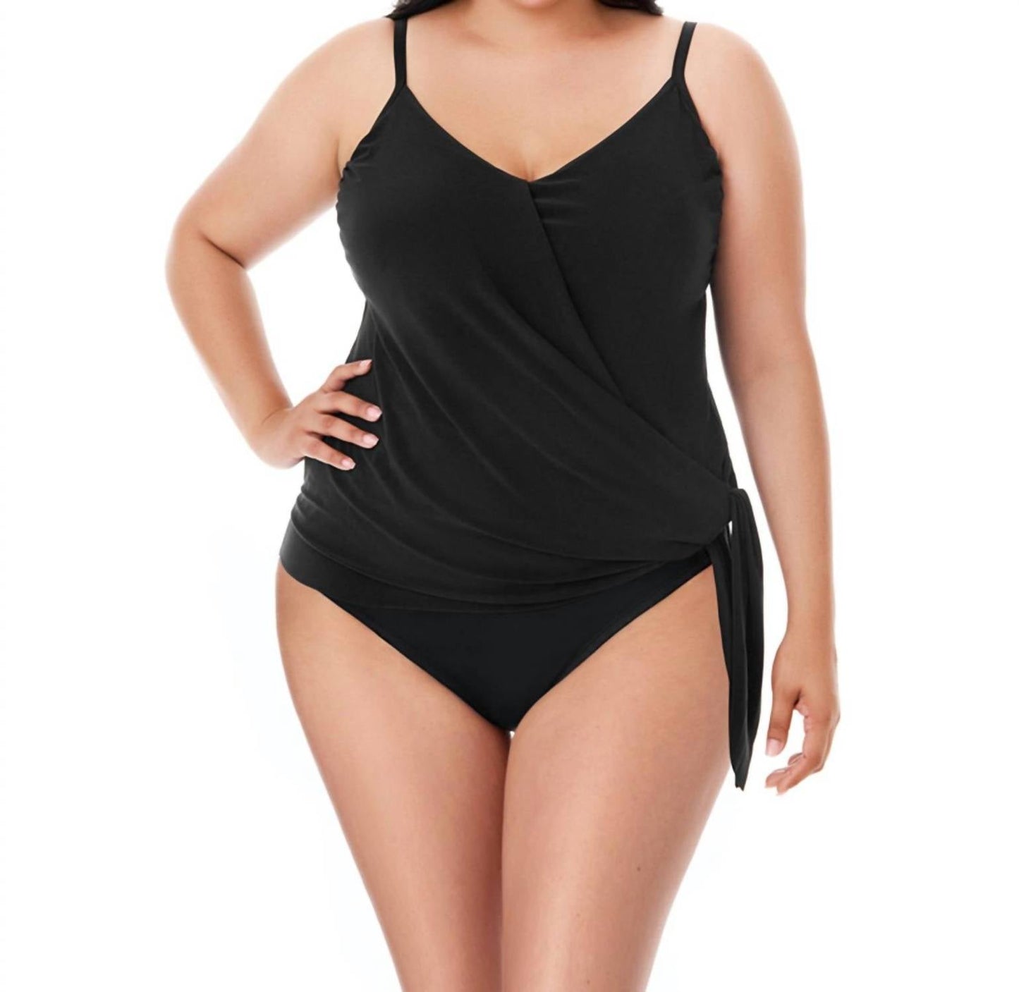 Magicsuit - Plus Size Side Tie V-Neck Alex Underwire Tankini Top