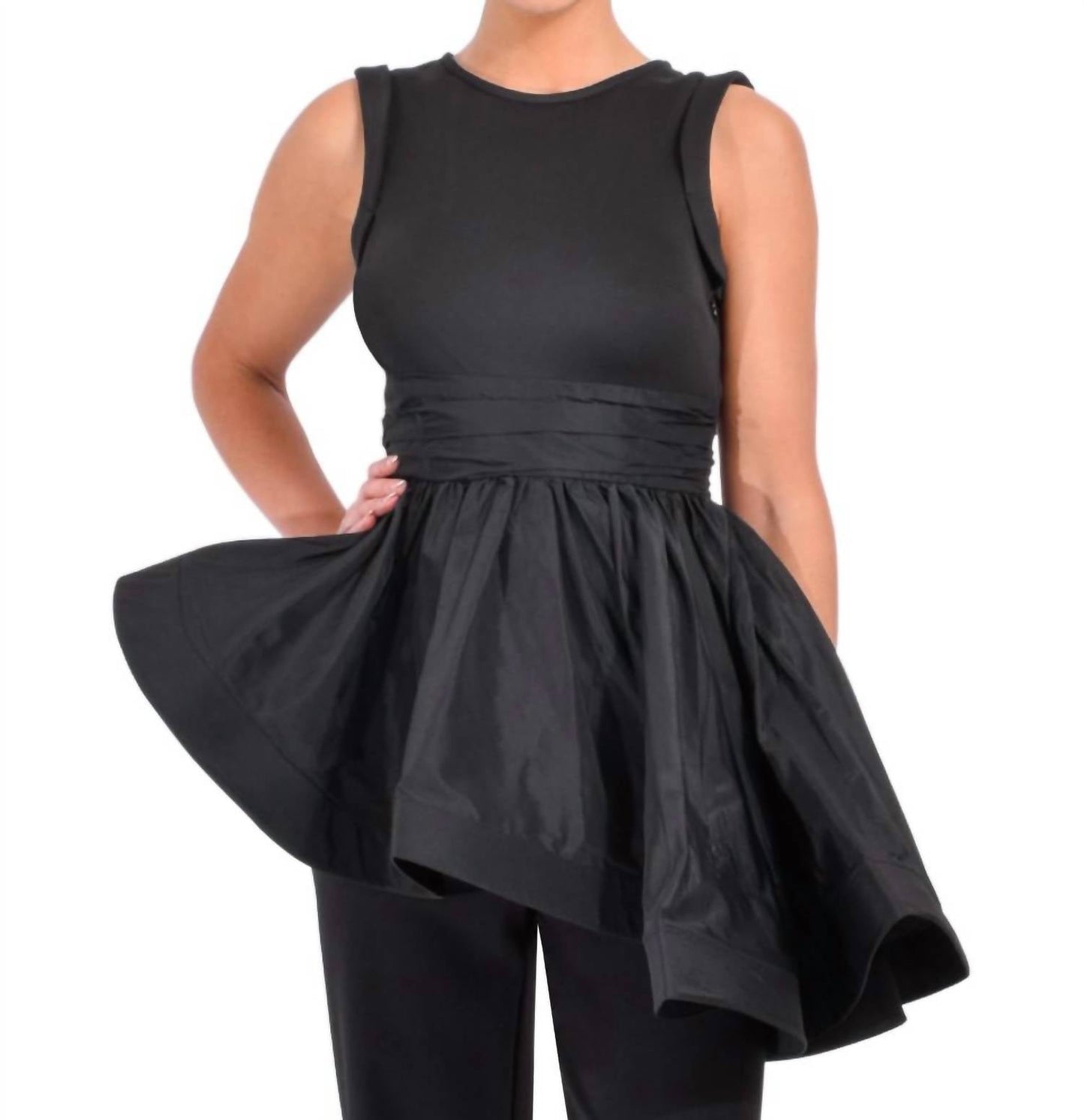Theo & Spence - Theia Peplum Mix Media Top