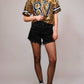 Blue B - Sequin Game Day Crop Varsity Top