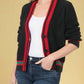 Zenana - Contrast Trim Cable Knit Cardigan