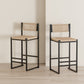 Kitchen Bar Stools with Footrest Set of 2 Paper Rope Weave Dining Chairs