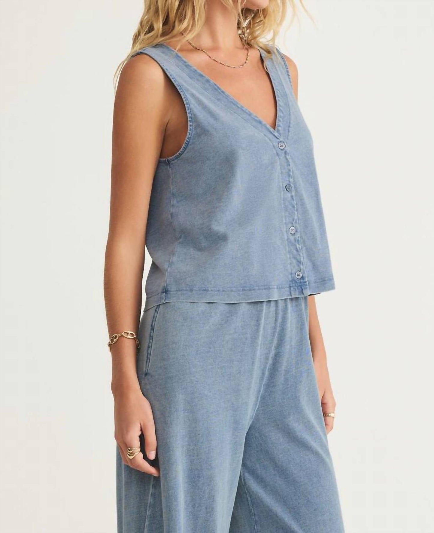 Z Supply - Solace V-neck Jersey Denim Tank Top