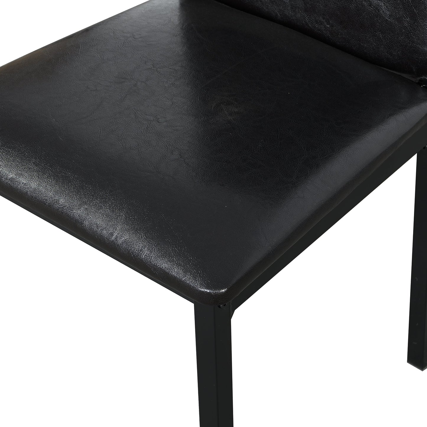 Furniture 5 Piece Metal Dinette Set with Faux Marble Top - Black