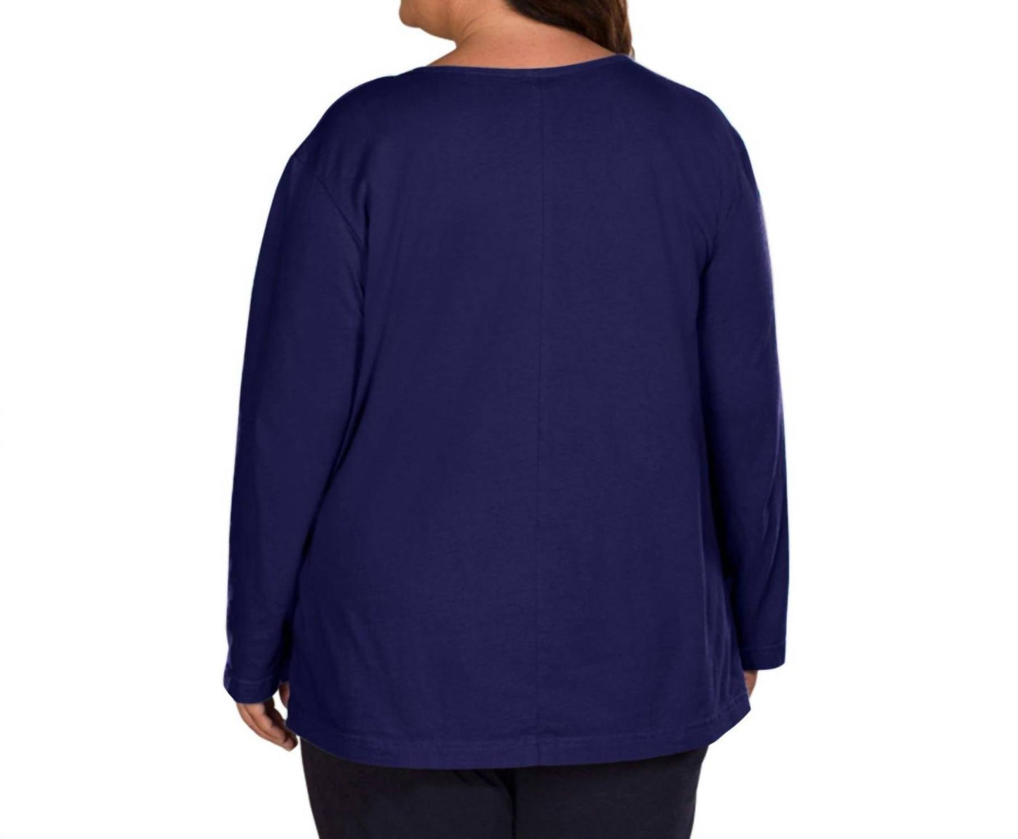 On The Plus Side - Jersey Long Sleeve U-Neck Tee - Plus