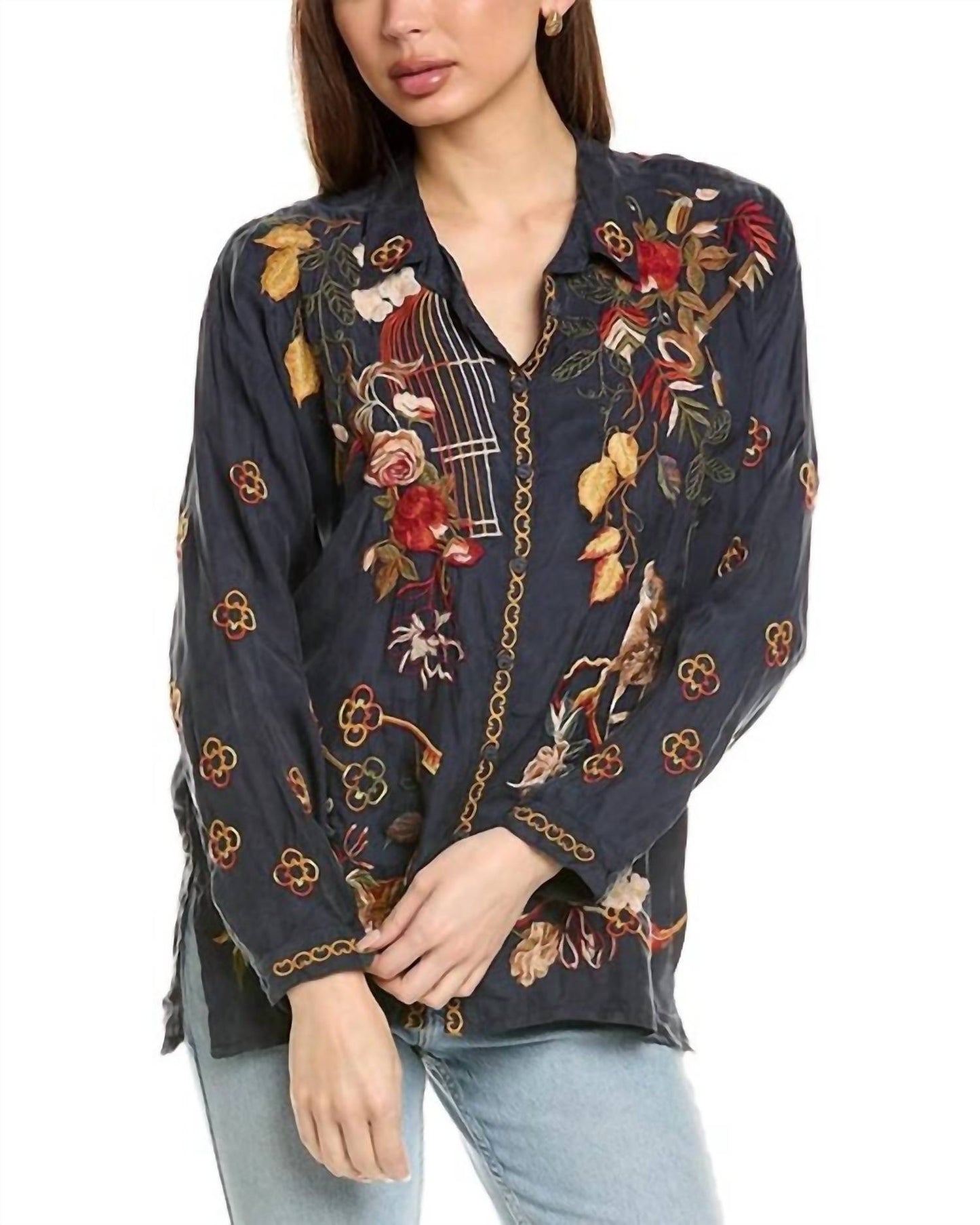 Johnny Was - AUDREY OVERSIZED EMBROIDERED BLOUSE JESSAMIN