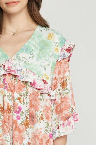Entro - Ruffled & Floral Top