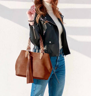 Jen & Co. - Women's Large Tassel 2in1 Satchel Bag