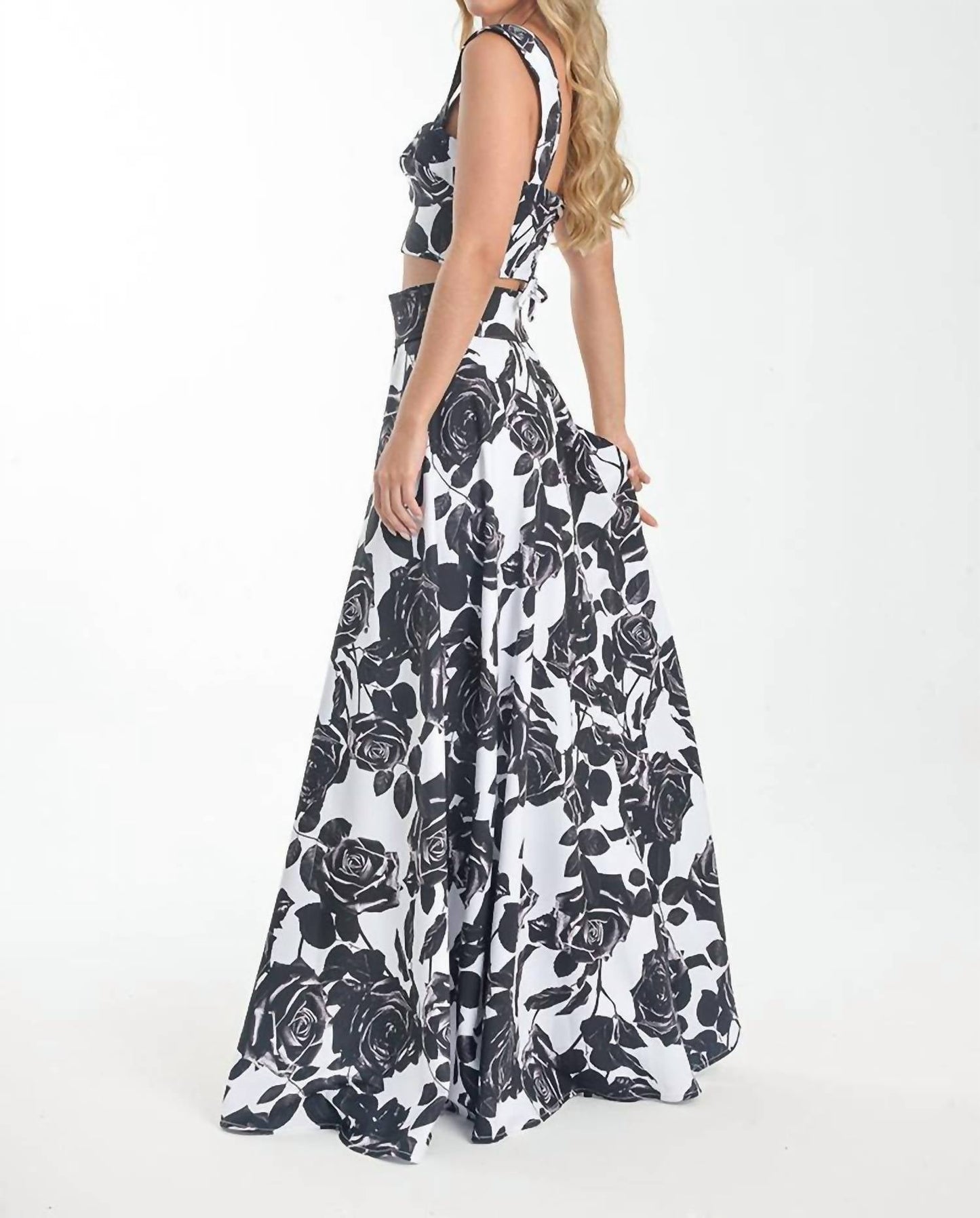 Steffany Milano - Monochrome Rose Print Two-piece Set