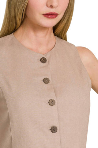 Zenana - Linen Button Vest