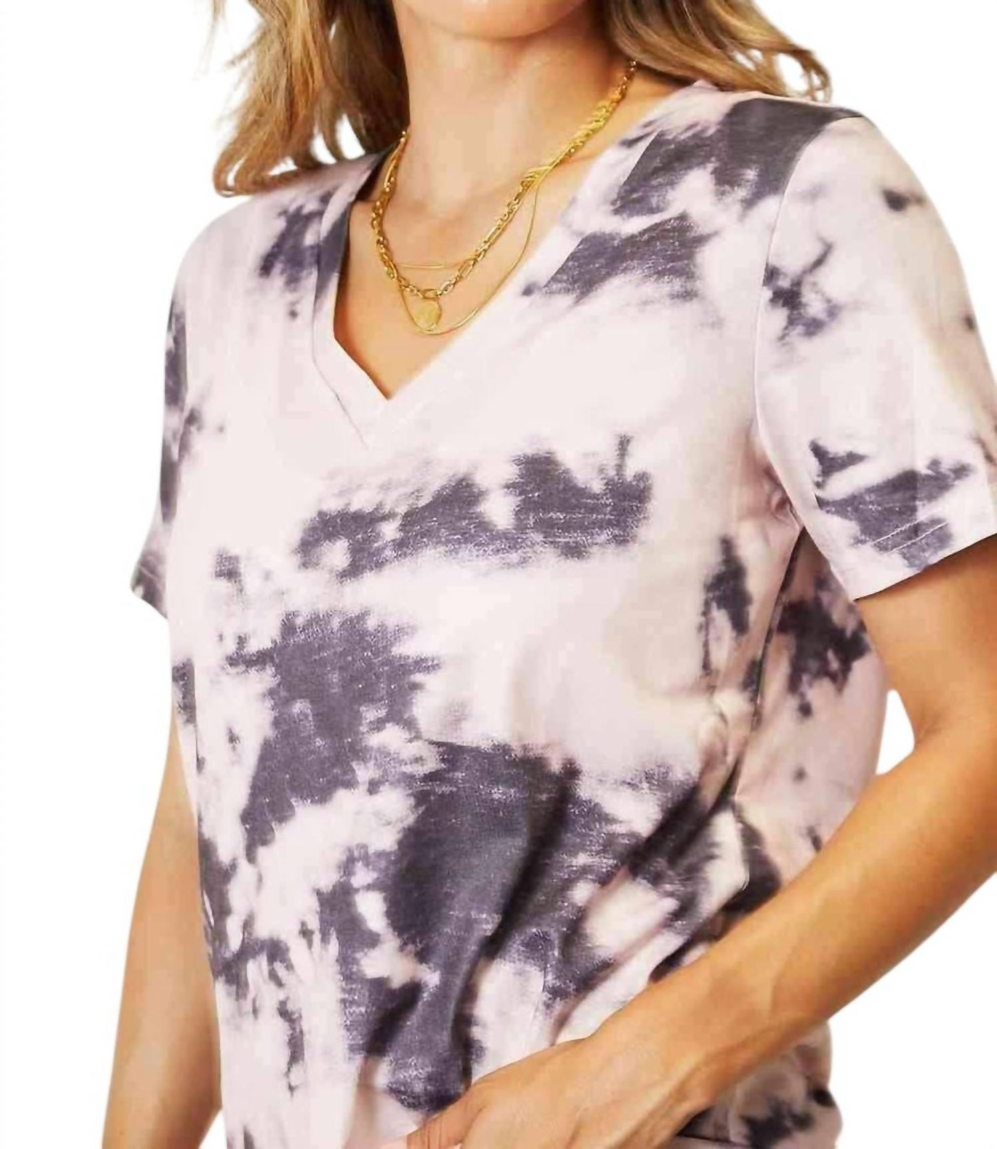Double Take - Bohemian Tie-dye V-neck Tee