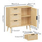Dresser With Drawers And Adjustable Shelf - Antique Natural / Rattan