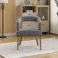 Modern Barrel Open Back Upholstered Accent Chair with Weathered Wood Legs