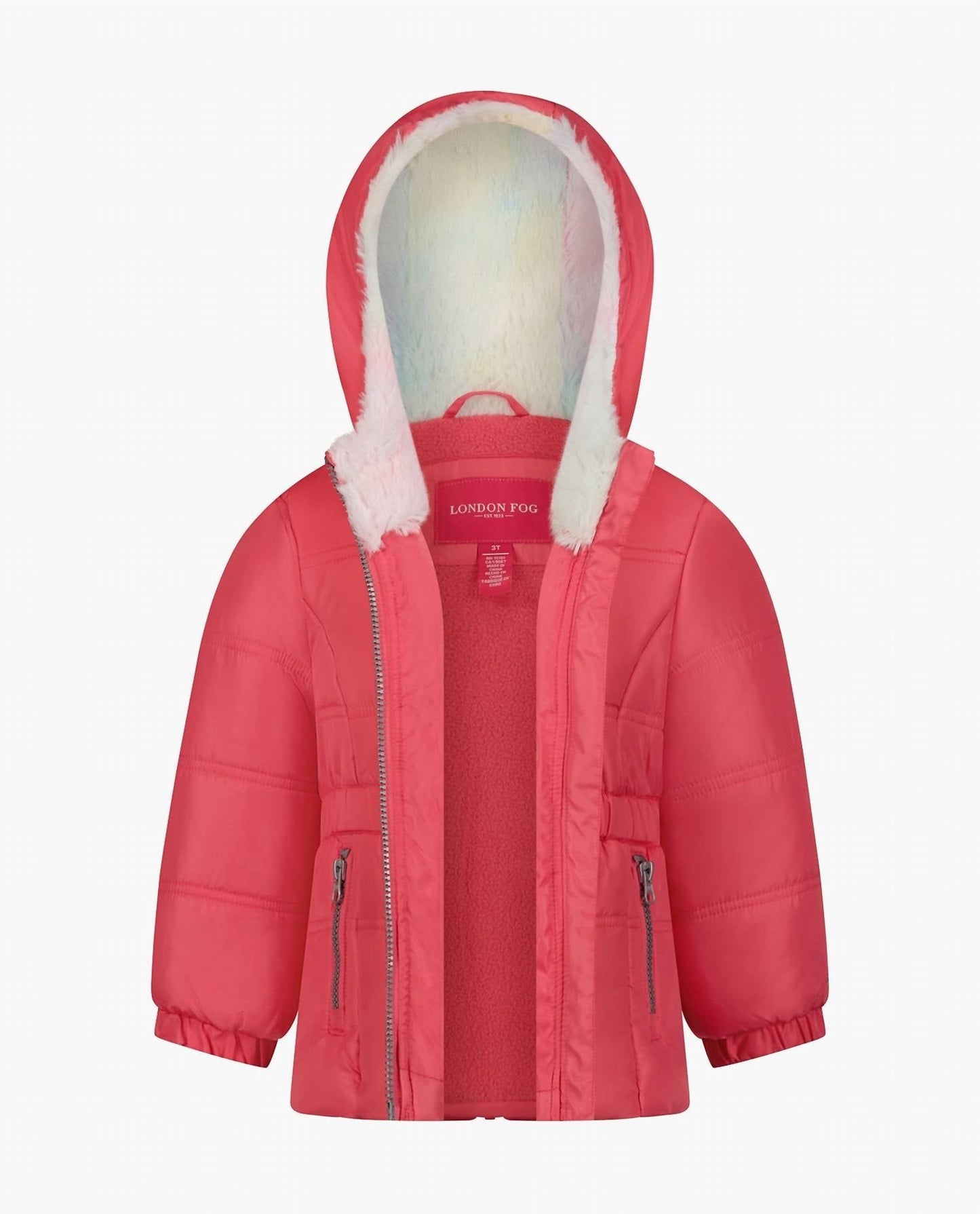 London Fog - Baby Girls Zip-front Hooded Mid Cinch Puffer Jacket