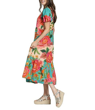 Apny - Women's Large Floral Print Dress