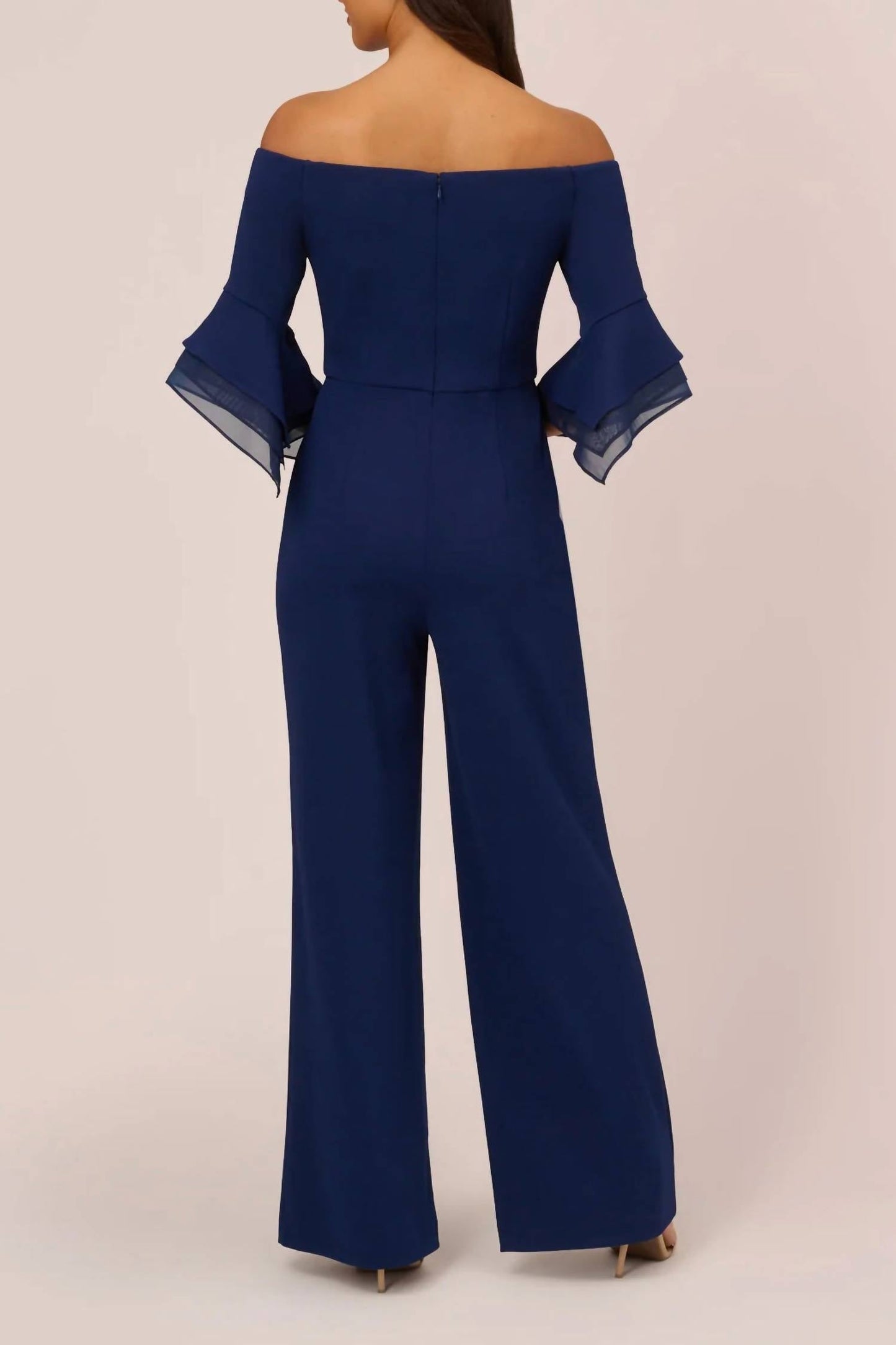 Adrianna Papell - Off Shoulder Flounce Sleeve Jumpsuit