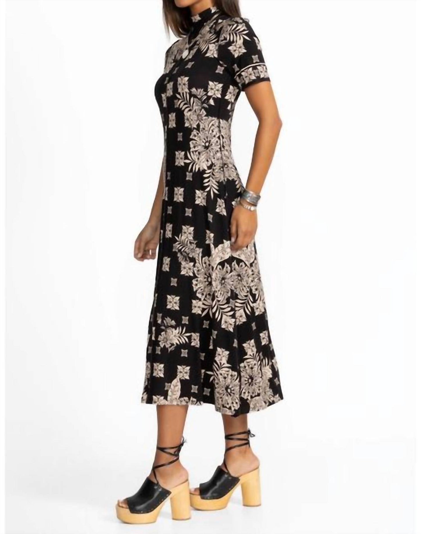 Johnny Was - JANIE SHORT SLEEVE SEAMED MOCK NECK DRESS