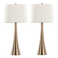 Diana 29" Contemporary Metal Table Lamp Set - Matte Golden Bronze & White Linen Shade