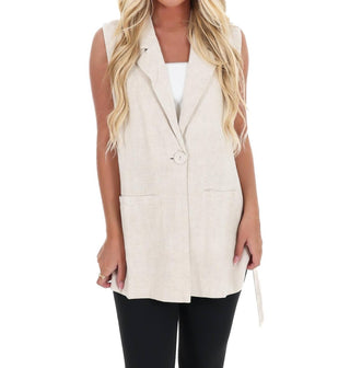 Allie Rose - Long Run Linen Jacket Vest