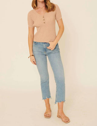 Promesa - Ribbed Knit V Neck Button Front Sweater Top