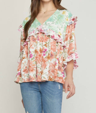 Entro - Ruffled & Floral Top